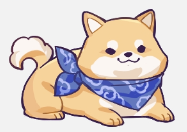 Shiba character with bamboo scarf