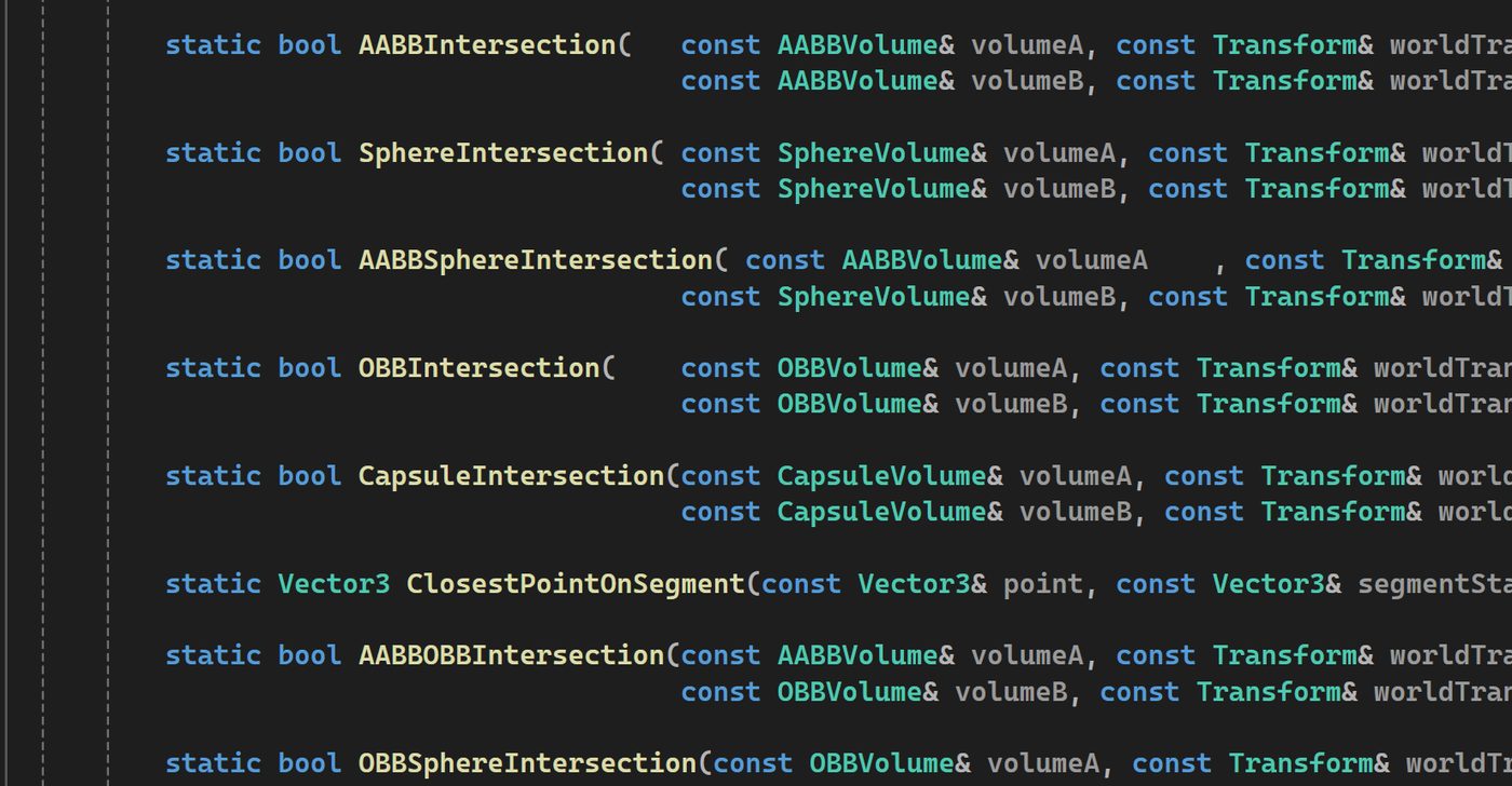 Collision detection code